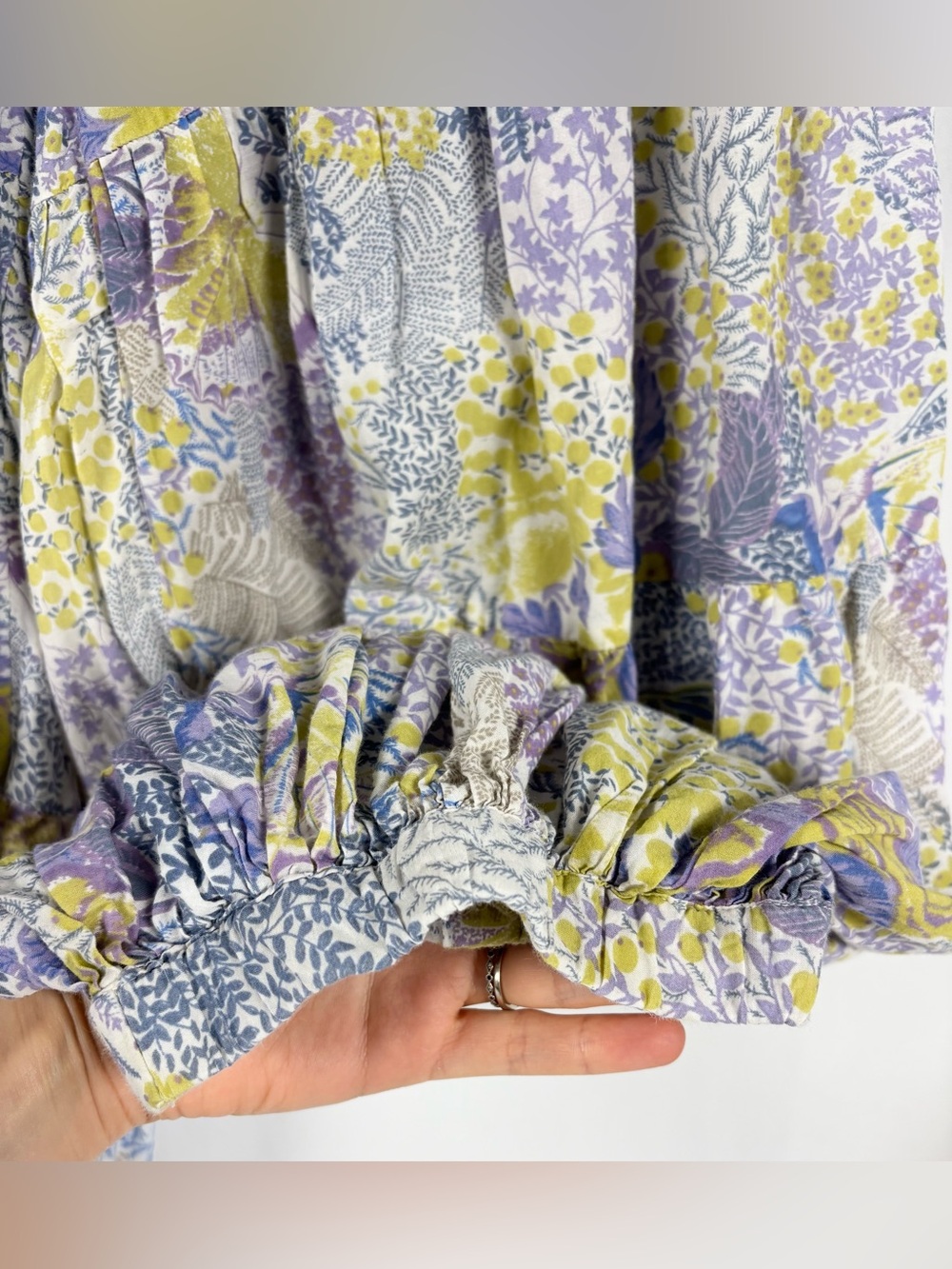 Anthropologie Tie Waist Fairycore Floral Butterfly Patterned Balloon Harem Pant - Picture 9 of 9